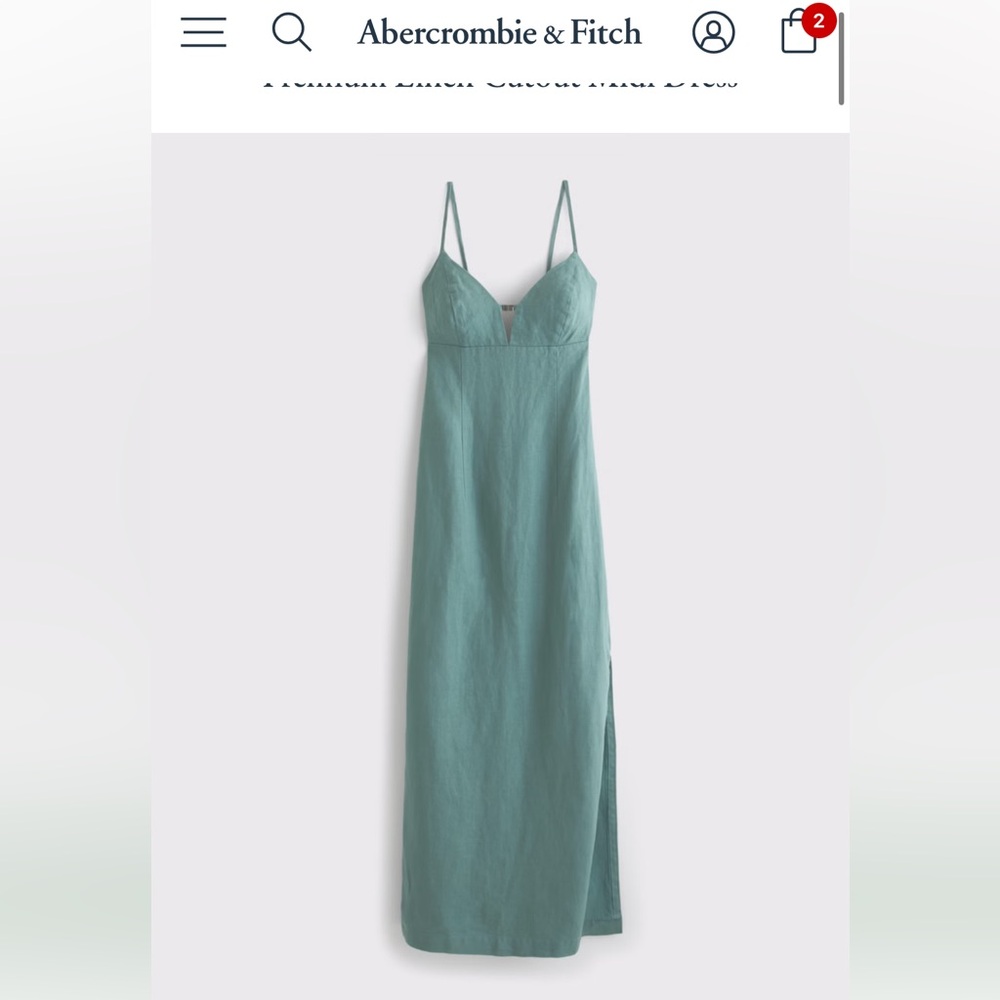 Abercrombie Premium Linen Cutout Midi Dress
